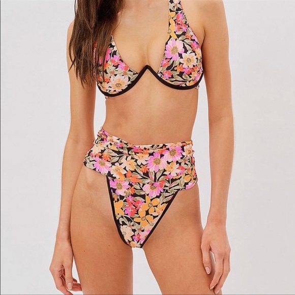 FOR LOVE & LEMONS Vienna Floral Underwire Swim top & bottom small - Picture 1 of 9